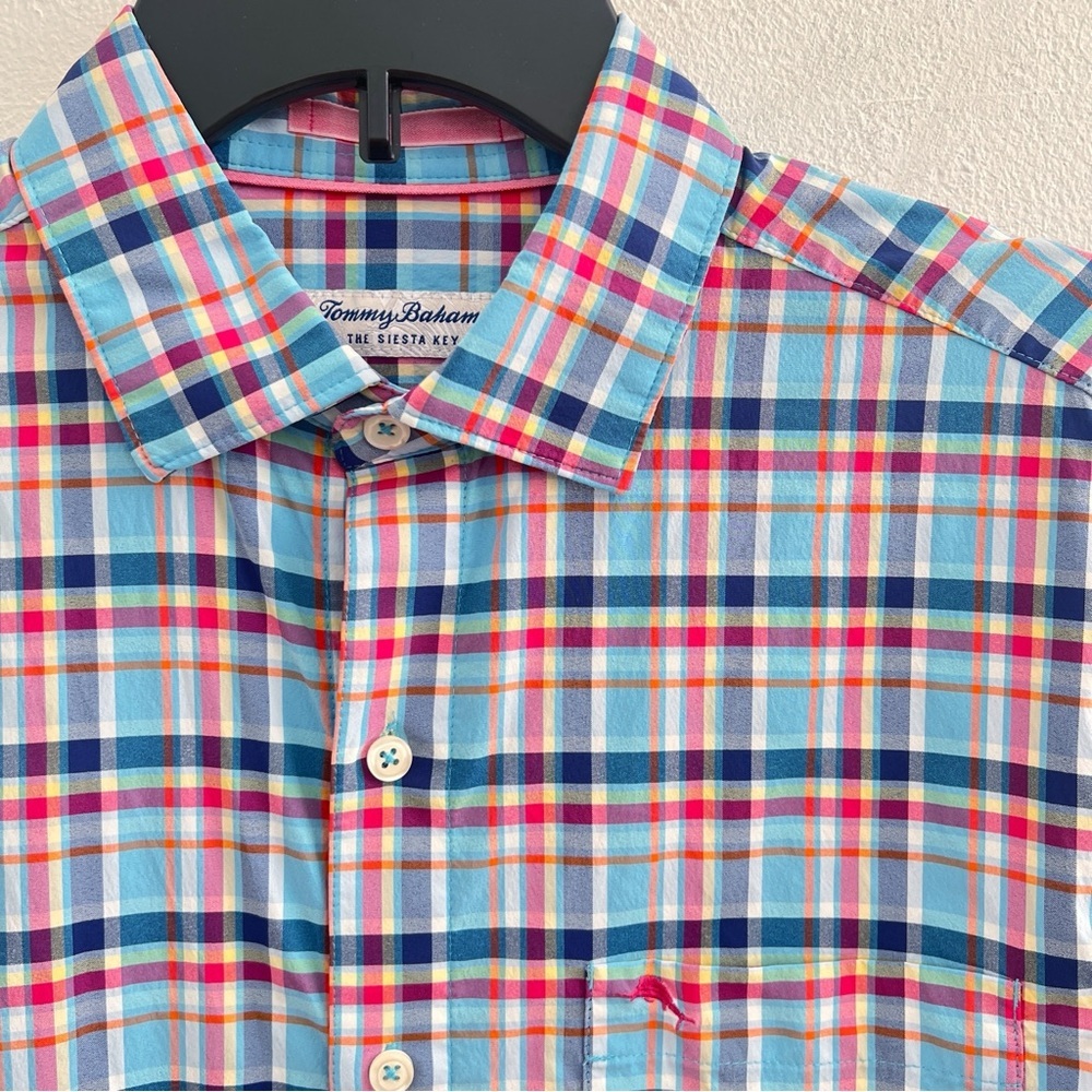 Tommy Bahama Mens Shirt Siesta Key Napa Check Blue Performance NEW - Picture 7 of 13
